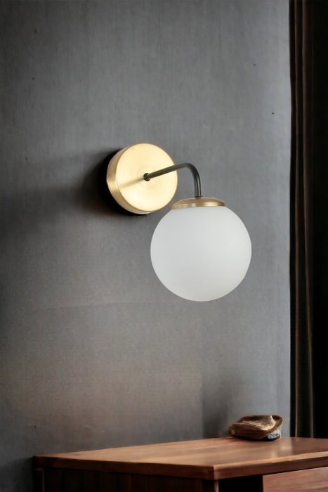 Opviq Pablo Eskitme Lámpara de Pared Dorado y Blanco